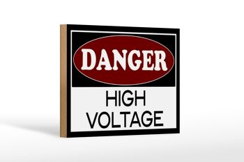 Panneau d'avertissement en bois 18x12 cm Décoration Danger haute tension 1
