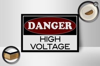 Panneau d'avertissement en bois 18x12 cm Décoration Danger haute tension 2