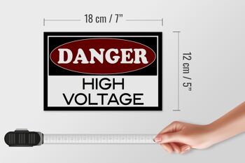 Panneau d'avertissement en bois 18x12 cm Décoration Danger haute tension 4