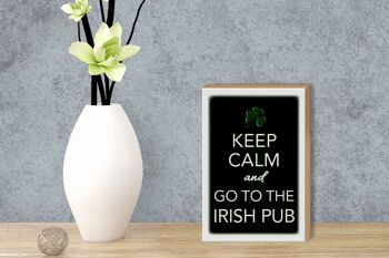 Panneau en bois disant 12x18 cm Décoration Keep calm and go to Irish pub 3