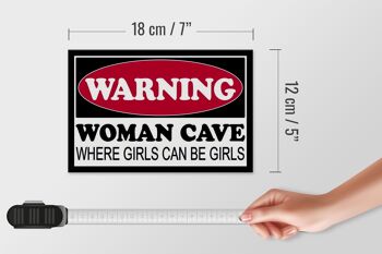 Panneau en bois 18x12 cm Avertissement Grotte de Femme où décoration de filles 4