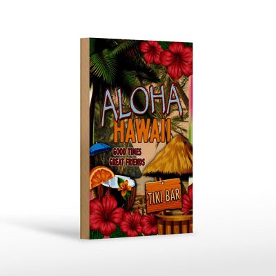 Cartel de madera Hawaii 12x18 cm Aloha Tiki Bar buenos tiempos gran decoración