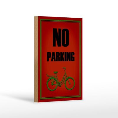 Letrero de madera parking 12x18 cm bicicleta sin estacionamiento decoración