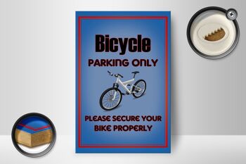 Panneau en bois parking 12x18 cm vélo parking vélo uniquement décoration 2