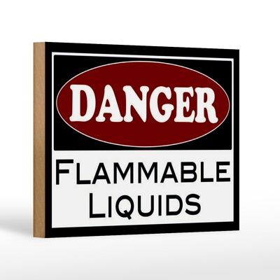 Letrero de madera advertencia 18x12 cm Peligro líquidos inflamables decoración
