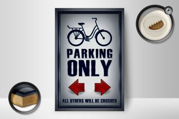 Panneau en bois parking 12x18 cm Parking vélo uniquement décoration gauche droite 2