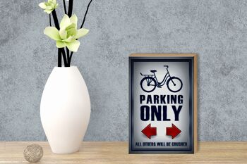 Panneau en bois parking 12x18 cm Parking vélo uniquement décoration gauche droite 3