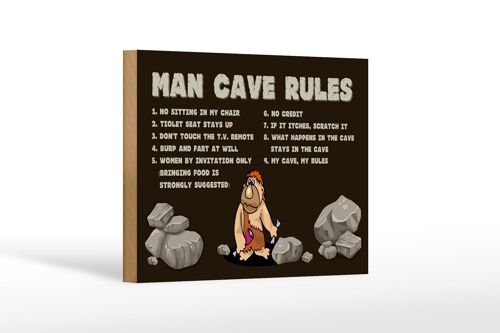 Holzschild Spruch 18x12 cm man cave rules Männer Regeln Dekoration