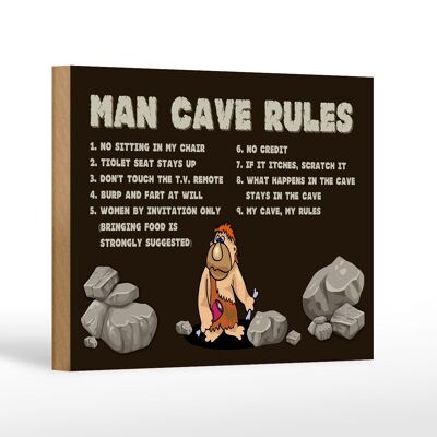 Cartello in legno con scritta 18x12 cm uomo grotta regole uomo regole decorazione