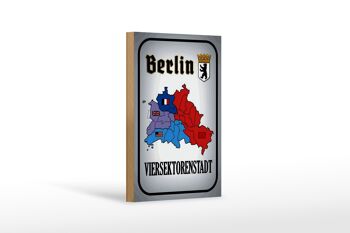 Panneau en bois indiquant 12x18 cm Décoration de la ville de Berlin à quatre secteurs 1
