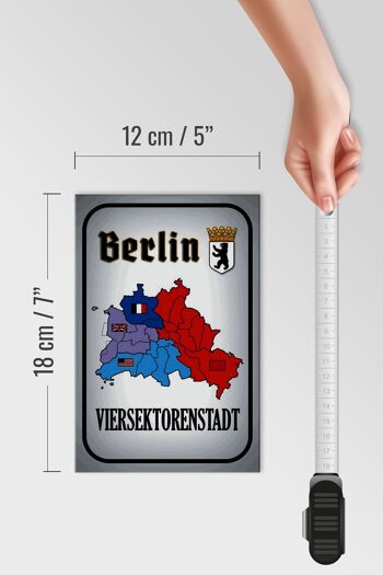 Panneau en bois indiquant 12x18 cm Décoration de la ville de Berlin à quatre secteurs 4