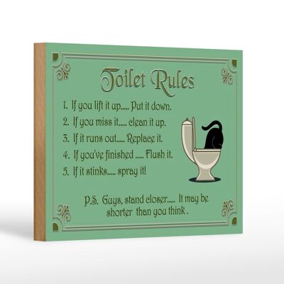 Holzschild Spruch 18x12 cm Toilet Rules if you lift it up Dekoration