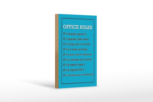 Holzschild Spruch 12x18 cm Office Rules Office Regeln Dekoration
