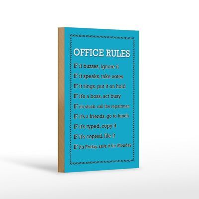 Cartel de madera con texto 12x18 cm Reglas de oficina Reglas de oficina Decoración