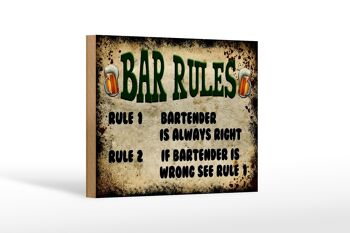 Panneau en bois indiquant 18x12 cm Règles du bar à bière Barman toujours décoration 1