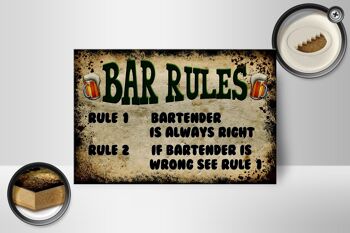 Panneau en bois indiquant 18x12 cm Règles du bar à bière Barman toujours décoration 2