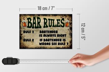 Panneau en bois indiquant 18x12 cm Règles du bar à bière Barman toujours décoration 4