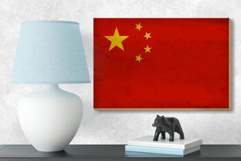 Drapeau panneau en bois 18x12 cm, drapeau chinois, décoration murale 3