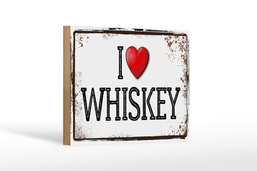Holzschild 18x12 cm i love Whiskey Wanddeko Dekoration
