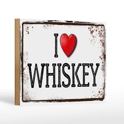 Cartel de madera 18x12 cm i love whisky decoración de pared