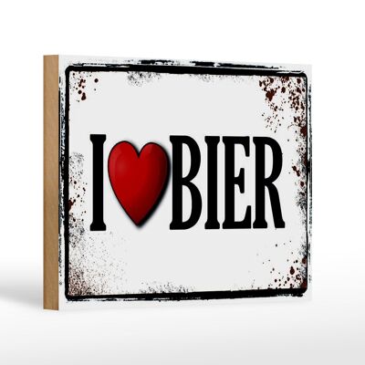 Wooden sign 18x12 cm i love beer wall decoration