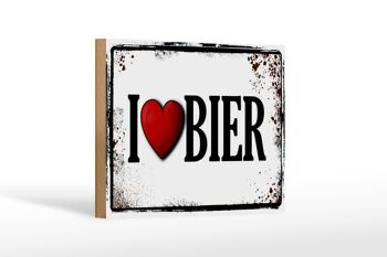 Panneau en bois 18x12 cm I love beer décoration murale 1