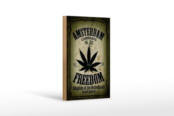 Panneau en bois cannabis 12x18 cm, décoration du Royaume de la liberté d'Amsterdam 1