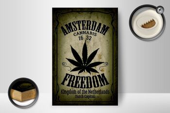 Panneau en bois cannabis 12x18 cm, décoration du Royaume de la liberté d'Amsterdam 2