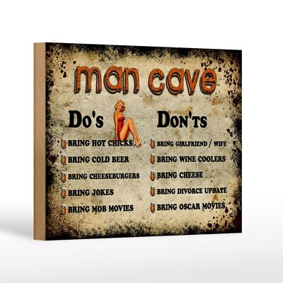 Holzschild Spruch 18x12 cm Man Cave Do´s Don´ts Dekoration