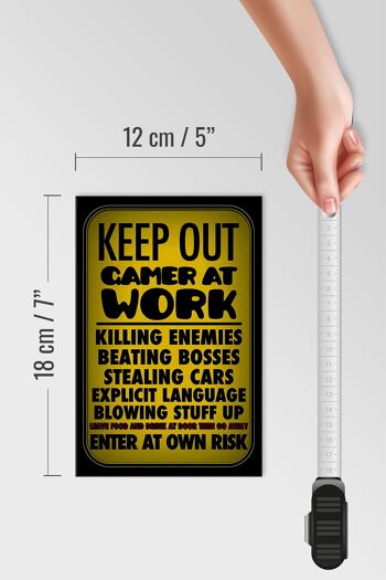 Panneau en bois disant 12x18 cm Keep out gamer at work enter decoration 4