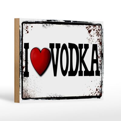 Cartel de madera 18x12 cm i love Vodka decoración de pared