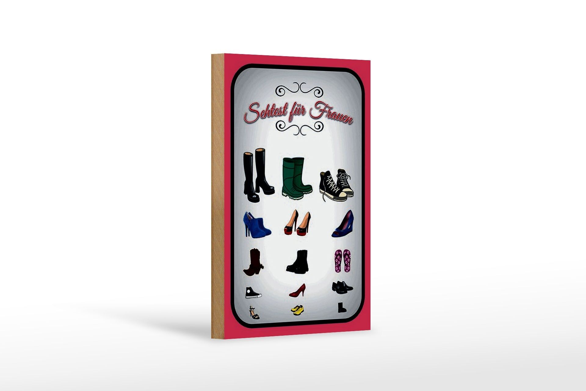 Cartello in legno con scritta 12x18 cm tipi di scarpe test della vista per decorazione da donna