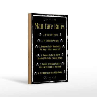 Wooden sign saying 12x18 cm Man cave Rules no sitting Spot decoration