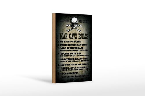 Holzschild Spruch 12x18 cm Man cave rules wine spritzers Dekoration