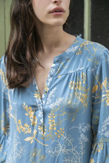 Robe chemise longue à imprimé à fleurs 2