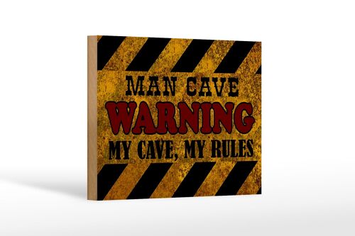 Holzschild Spruch 18x12 cm man cave warning my cave rules Dekoration