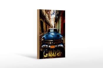 Panneau en bois indiquant 12x18 cm Cuba vieilles voitures décoration vintage 1