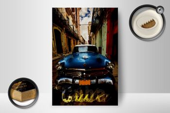 Panneau en bois indiquant 12x18 cm Cuba vieilles voitures décoration vintage 2