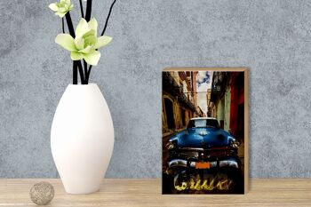 Panneau en bois indiquant 12x18 cm Cuba vieilles voitures décoration vintage 3