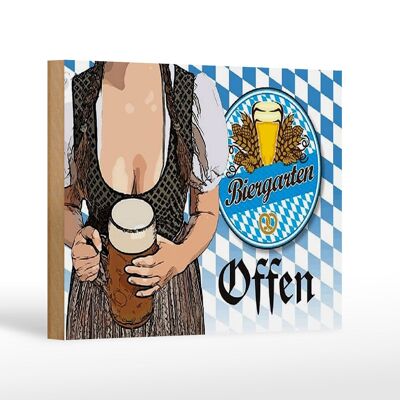 Holzschild Spruch 18x12 cm Biergarten offen Bier Bayern Dekoration