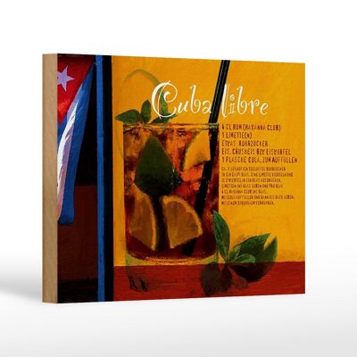 Wooden sign saying 18x12 cm Cuba Libre recipe rum Havana decoration