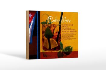 Panneau en bois indiquant 18x12 cm Cuba Libre Recette Rhum Havane Décoration 1