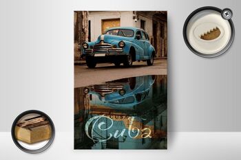 Panneau en bois disant 12x18 cm Cuba voiture bleu décoration de voiture vintage 2