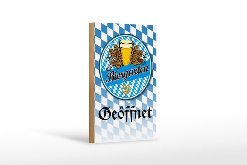 Holzschild Spruch 12x18 cm Biergarten Bier Brezel Bayern Dekoration