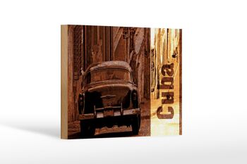 Panneau en bois disant 18x12 cm Cuba Cuba voiture vintage décoration rétro 1
