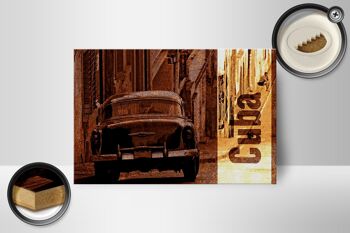 Panneau en bois disant 18x12 cm Cuba Cuba voiture vintage décoration rétro 2