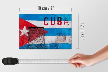 Drapeau panneau en bois 18x12cm drapeau Cuba sur une décoration murale 4