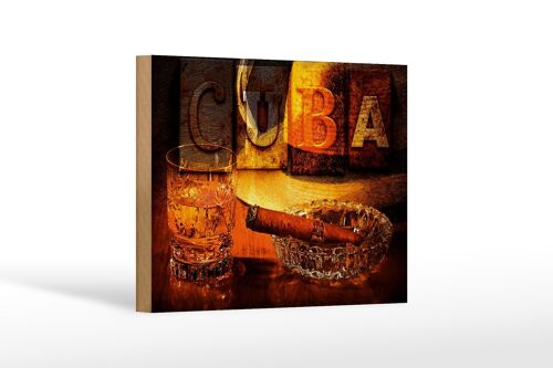 Holzschild Spruch 18x12cm Cuba Zigarre Rum Havanna Dekoration