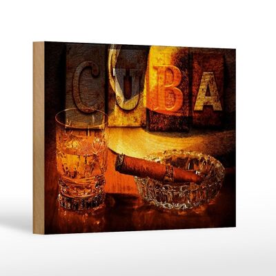 Holzschild Spruch 18x12cm Cuba Zigarre Rum Havanna Dekoration