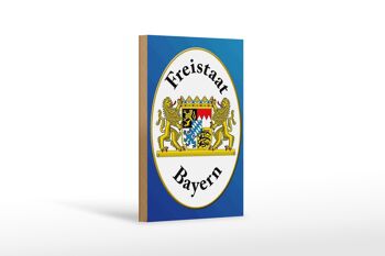 Panneau en bois avec armoiries de l'État libre de Bavière, bouclier bleu, 12x18 cm 1